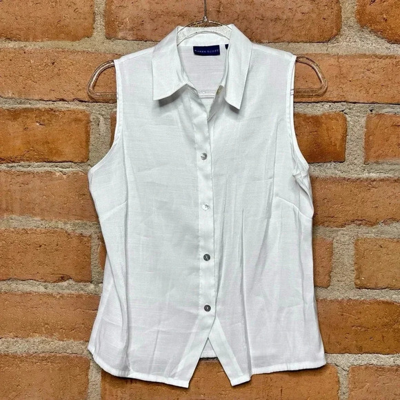 Karen Scott Sheer button up sleeveless tank womens size medium - Picture 2 of 4